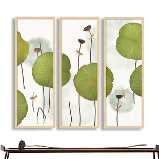 特价客厅装饰画新中式现代书房挂画水墨壁画玄关餐厅卧室荷叶莲蓬