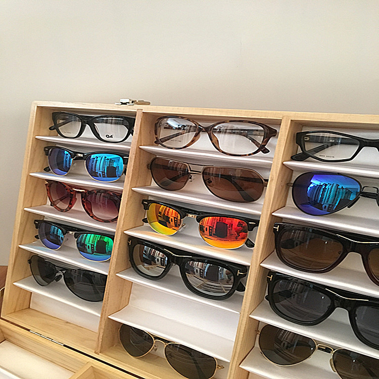 新款双面展示盒实木烤漆眼镜陈列盒太阳眼镜摆放道具货柜