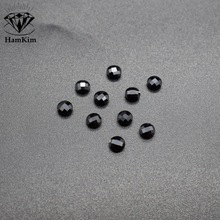 天然黑色尖晶石圆形双龟面3mm 4mm双格子面宝石裸石珠宝镶嵌石
