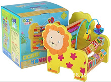 木制巧之木狮子计算绕珠早教启蒙受学习字母珠算儿童玩具
