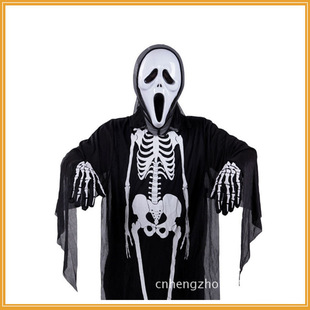 骷髅骨架手套鬼衣化妆舞会服饰万圣节鬼服装成人儿童衣服恐怖面具