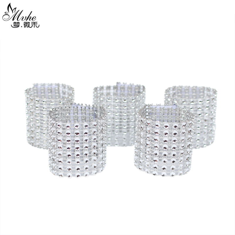 Dining Table Party Celebration Hotel Supplies 8 Gang Drill Napkin Ring Silver Napkin Ring Wedding Table in Stock Wholesale