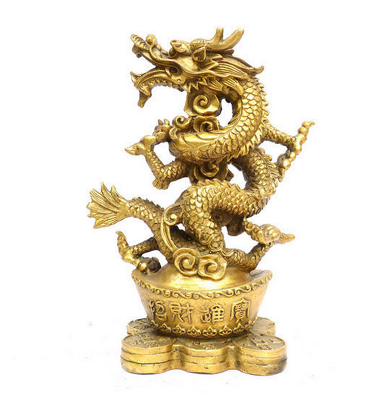 黄铜龙摆件元宝龙金钱龙十二生肖龙盘龙踏元宝龙工艺