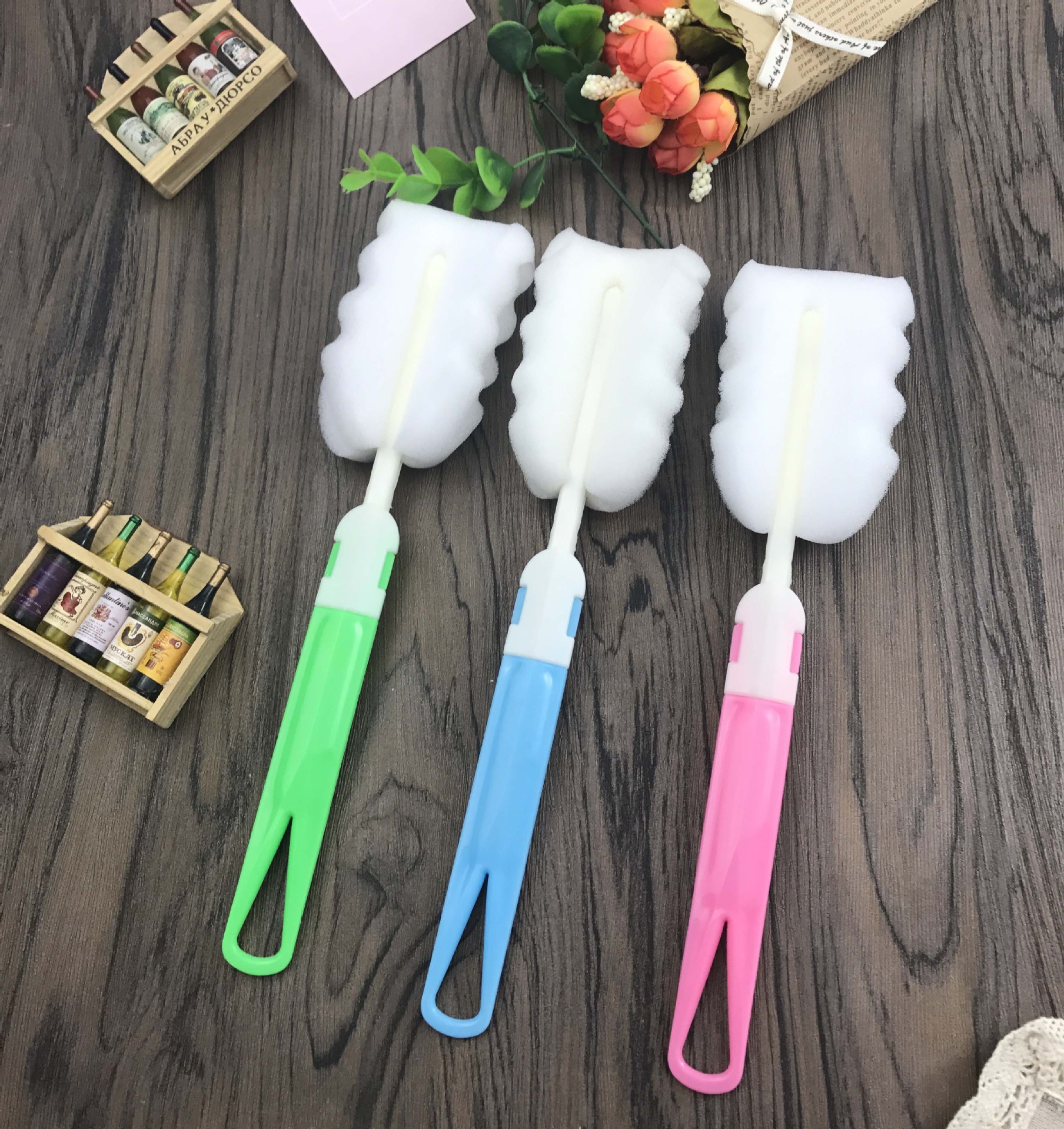 简易耐用可拆卸瓶刷保温杯玻璃杯赠品杯刷奶瓶刷海绵清洗刷批发t