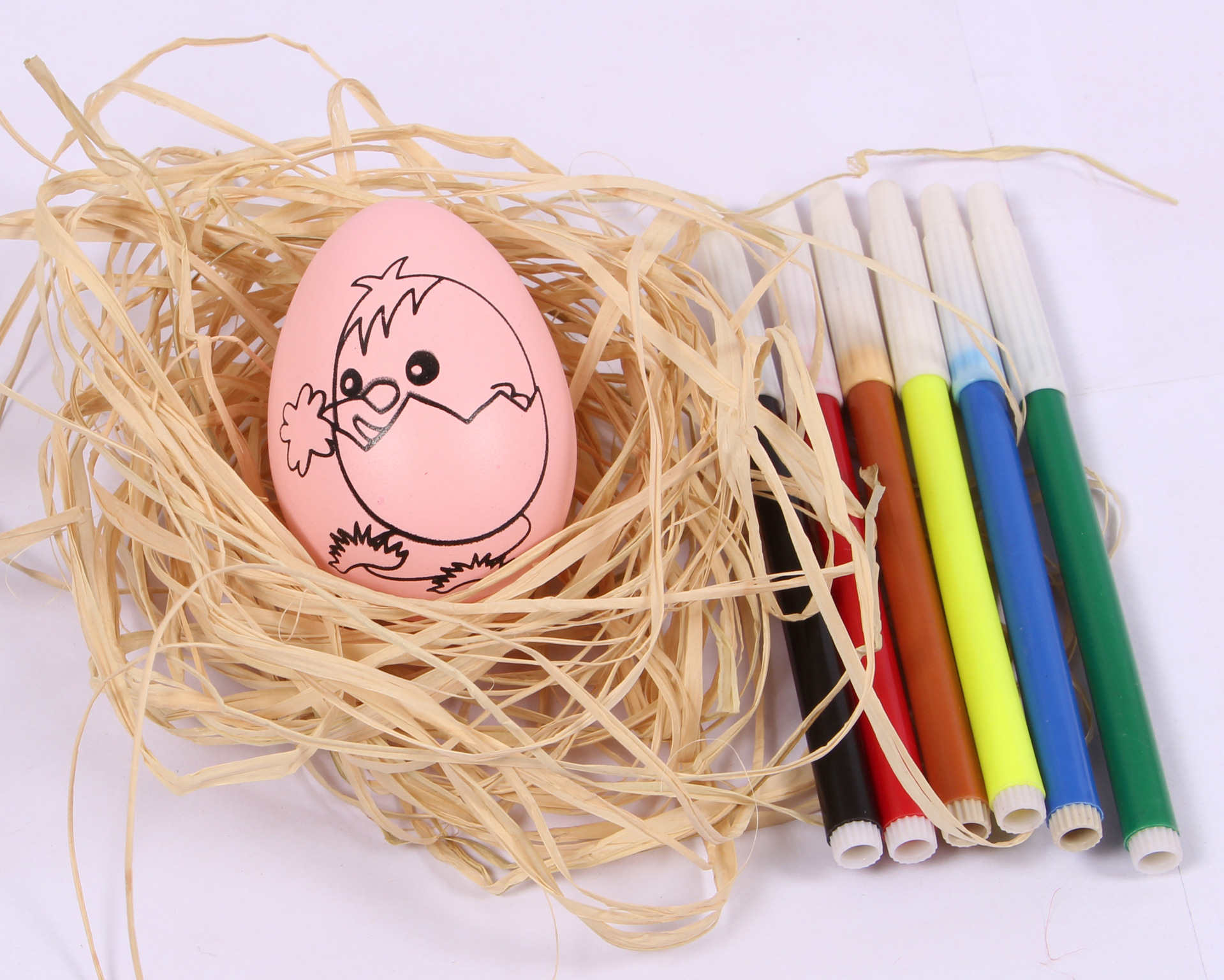 复活节彩蛋仿真鸡蛋幼儿园彩绘儿童手工diy填色彩绘蛋水彩笔套装
