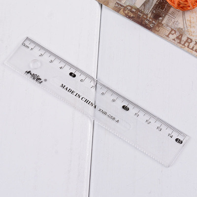 厂家新款ps15厘米透明塑料直尺子学生学习工程用品广告尺子15cm