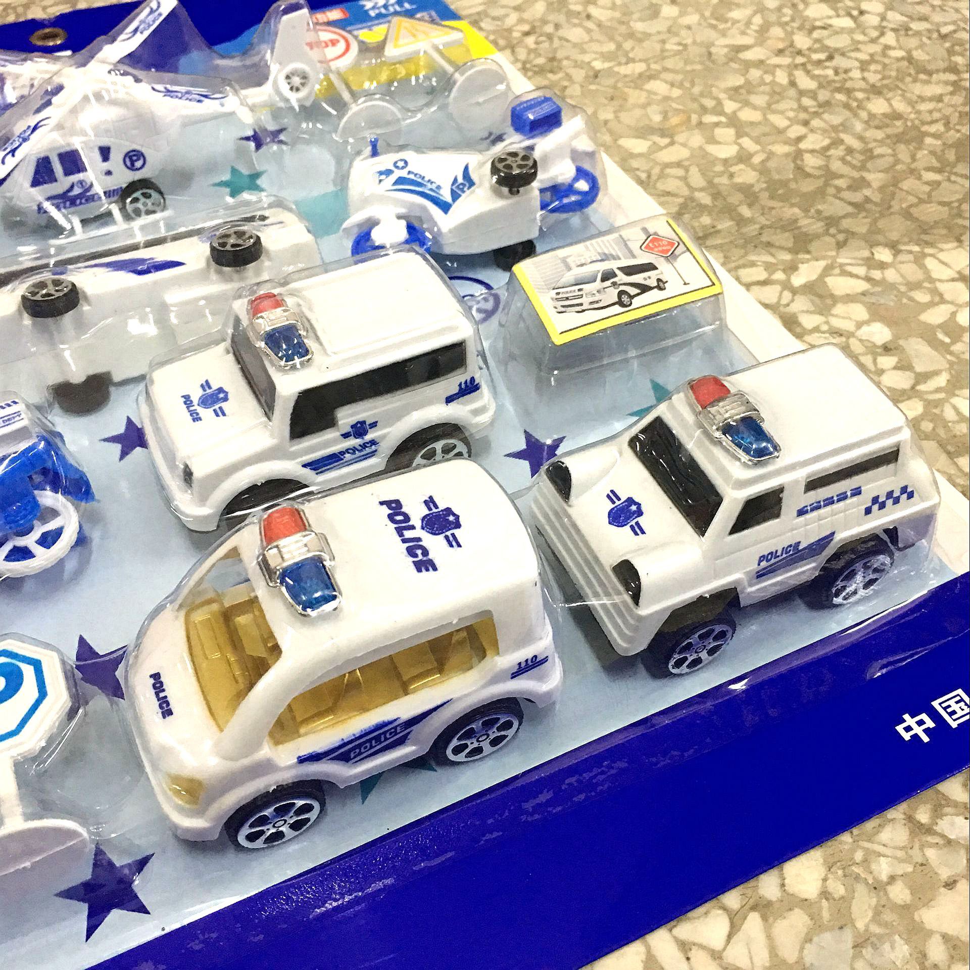 回力车仔 城市警察组合套装玩具 回力警车模型 过家家玩具批发