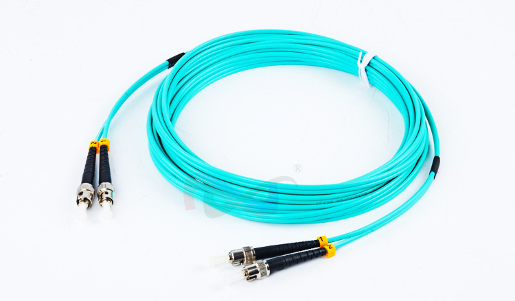 万级om3双芯st光钎跳线水青绿色50/125多模双工st-st万兆光纤跳线