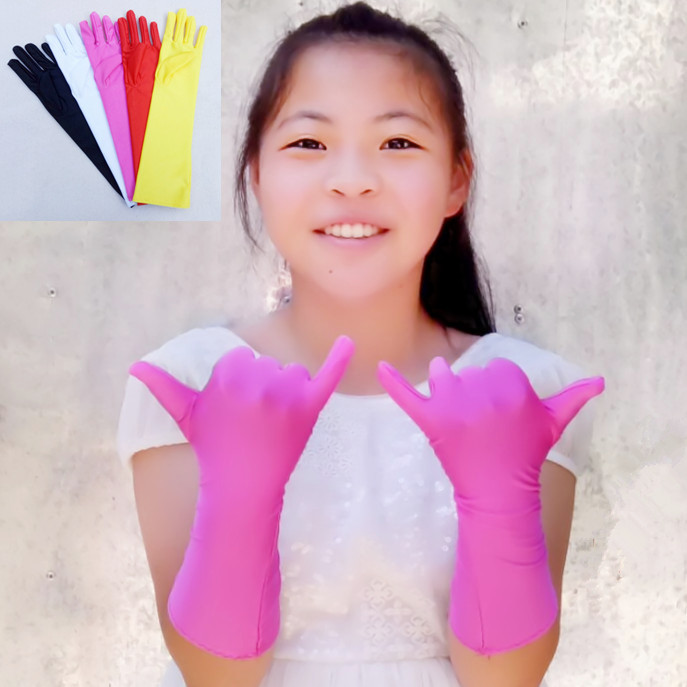 儿童白色手套长款礼仪表演出舞台女童公主裙婚纱礼服手套批发