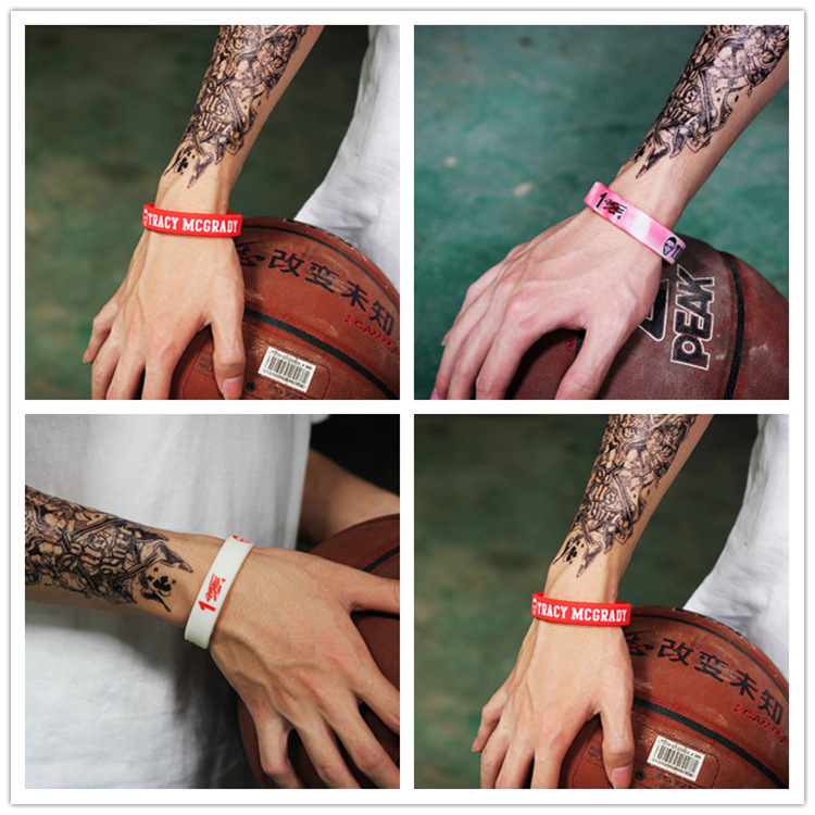 nba休斯敦火箭队球星1号麦迪头像励志手环圈熔岩迷彩夜光硅胶腕带