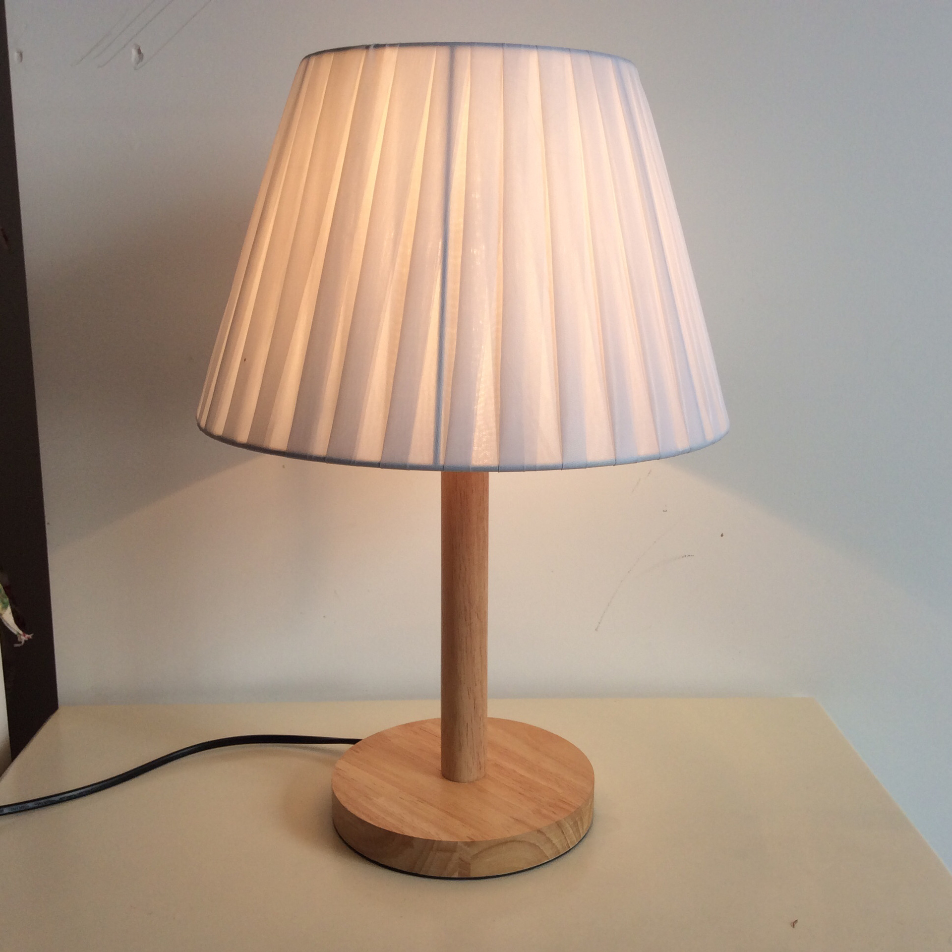 现代简约手工百褶实木台灯酒店卧室床头台灯落地灯定制一件代发