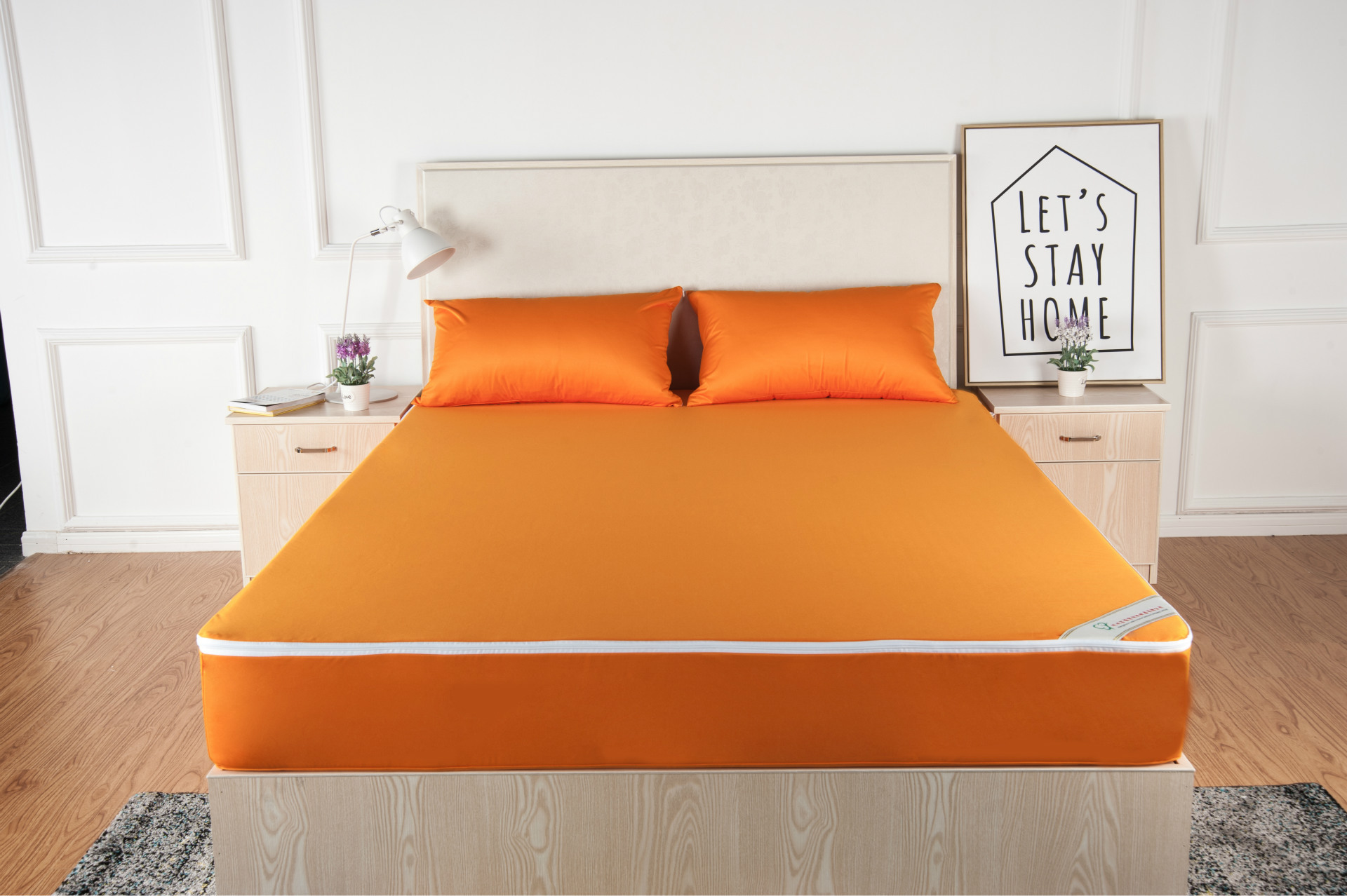 橙色针织布床包 (2)