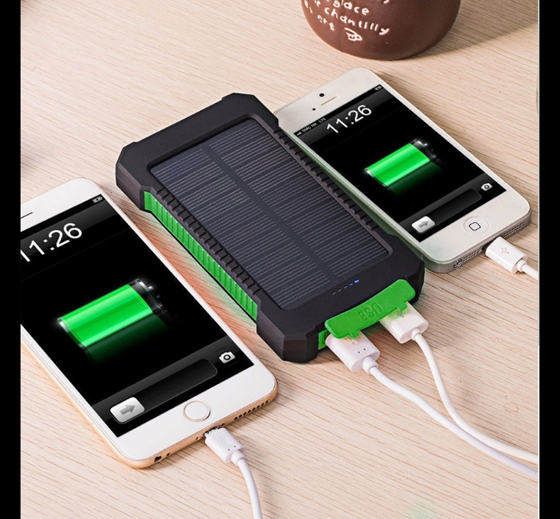 便携式户外手机备用电池双usb太阳能充电器10000毫安创意移动电源采购