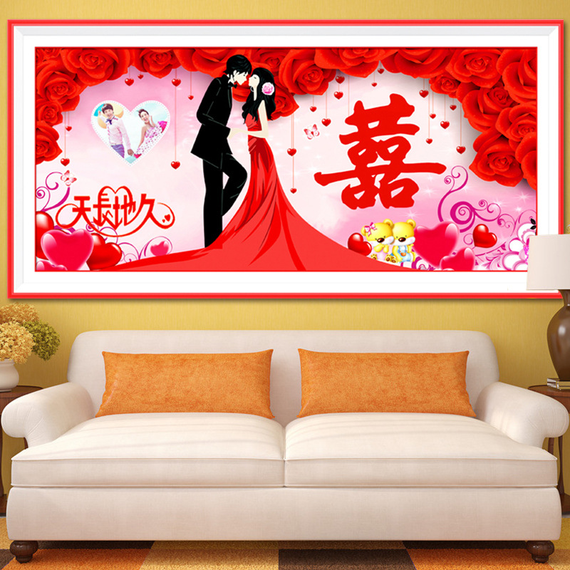钻石画新款钻石绣天长地久玫瑰花结婚喜庆情侣贴钻十字绣卧室批发