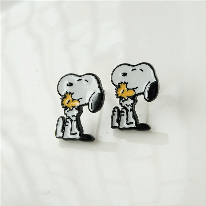 经典欧美卡通花生漫画snoopy史努比小黄鸟耳钉耳环韩国女款耳饰