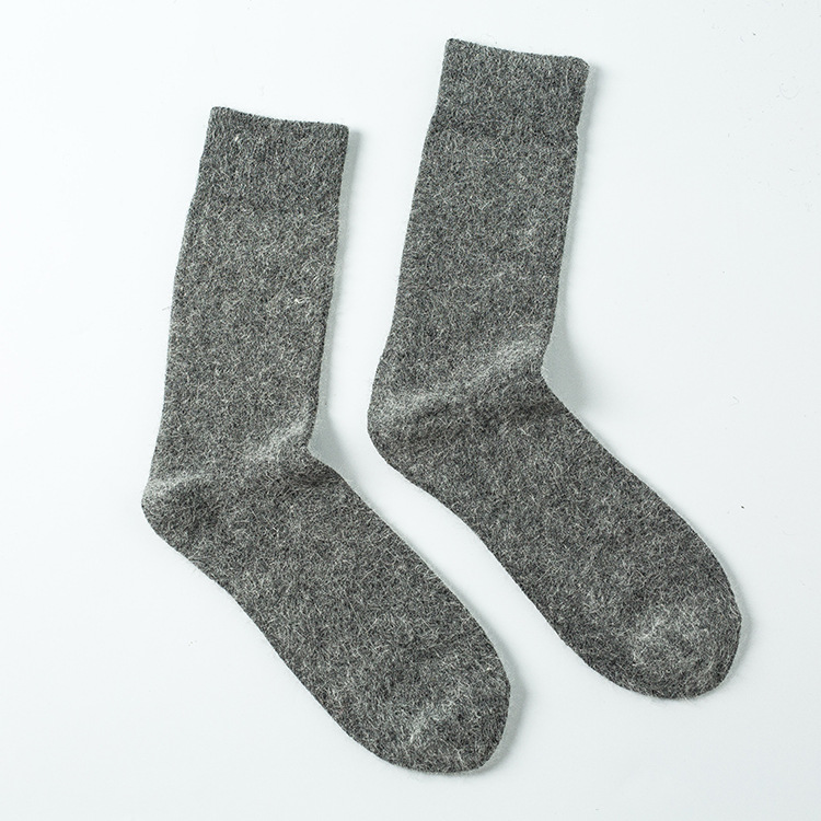 Angora Rabbit Wool Men's Socks Winter over Keep Warm Pure Color Wool Men's Socks Thick Wool Socks Men's Socks Wholesale