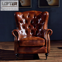 美式沙发椅单人复古高背老虎椅LOFT工业风客厅酒店咖啡店欧式家具