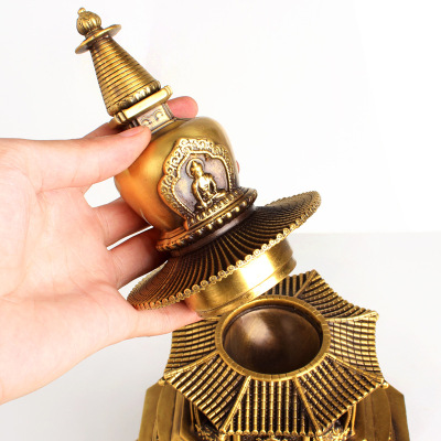 风水纯铜佛塔祈福塔大号佛塔摆件纯黄铜舍利塔佛教用品摆件