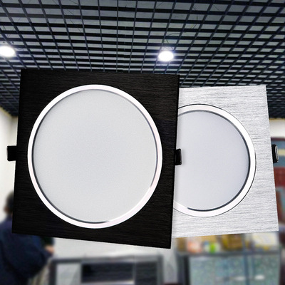 led嵌入式格栅吊顶筒灯15*15黑色方形天花灯葡萄架10*10单头射灯