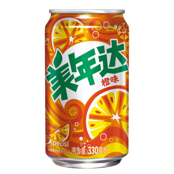 美年达 橙味碳酸饮料汽水330ml*24听易拉罐装整箱正品