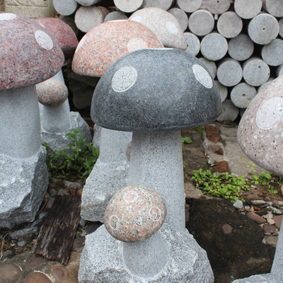 花岗岩石材石雕小蘑菇 学校公园广场园林造景装饰石头蘑菇