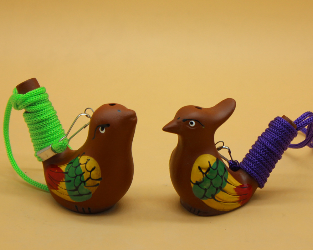 陶瓷小工艺品手工彩绘小鸟口哨带挂绳水鸟哨子景区公园地摊货源