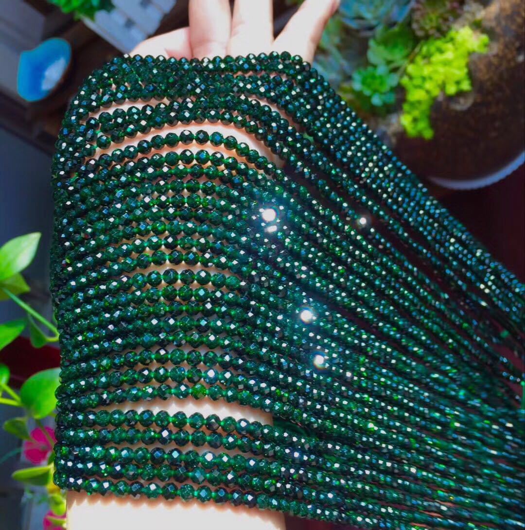 淘宝外卖绿砂石切面半成品绿沙石圆珠diy手链项链毛衣链流苏 批发