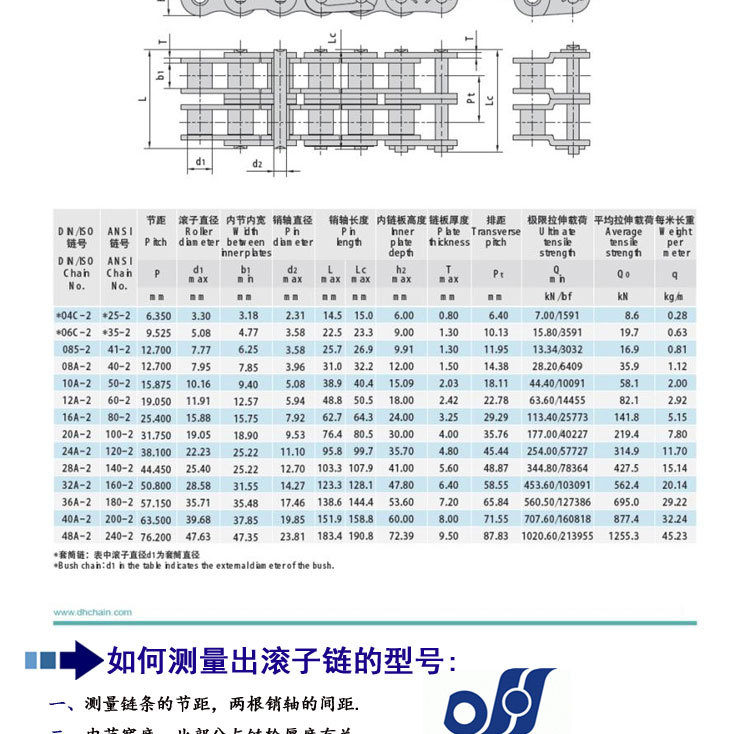 杭州东华自强链条16a-2*60l 1寸80-2 双排短节距工业滚子传动链条