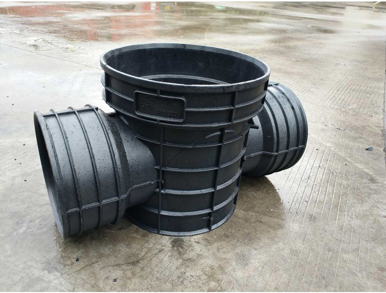 市政雨水污水pe注塑检查井315 直通45°三通90°边井塑料检查井座