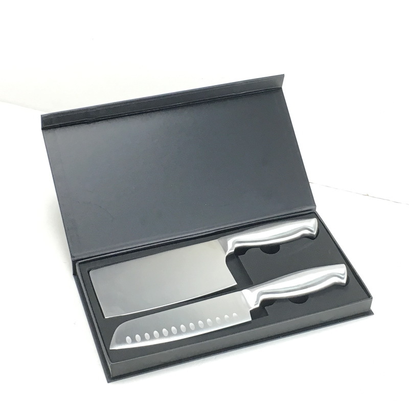 全钢一体菜刀 厨房厨师刀万用日式刀具套装2件套 散装盒子包装