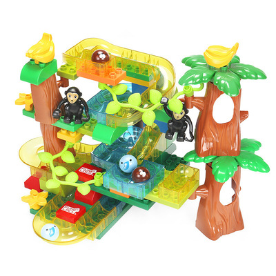 欢乐客百变丛林滑道大颗粒早教积木 亲子游戏拼装积木玩具0.0081