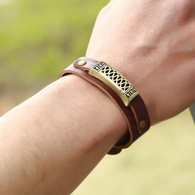 速卖通热销货源欧美牛皮手环复古真皮手链厂家直销货源稳定gh013