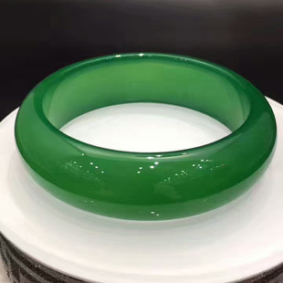 天然绿色绿玛瑙手镯冰种玉髓碧玉色绿玉髓玉石玉镯