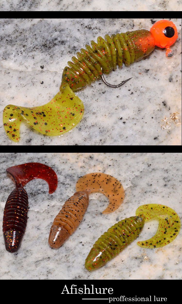 软饵 卷尾鱼饵 软饵 仿生软鱼饵 卷尾蛆 路亚仿生饵60mm ar40