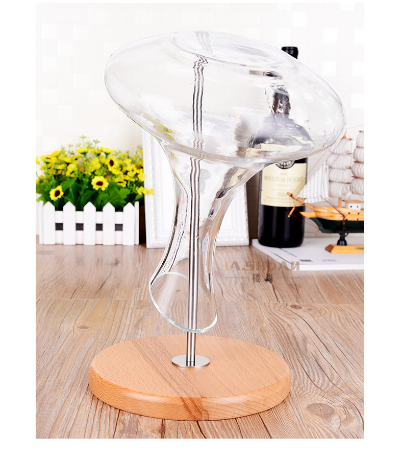 简约木座醒酒器架 家居红酒酒具沥水架 酒吧家用晾干支架现货批发