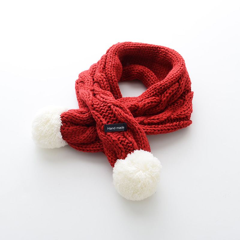 儿童围巾秋冬儿童围巾球球针织保暖女童围巾宝宝脖套韩版