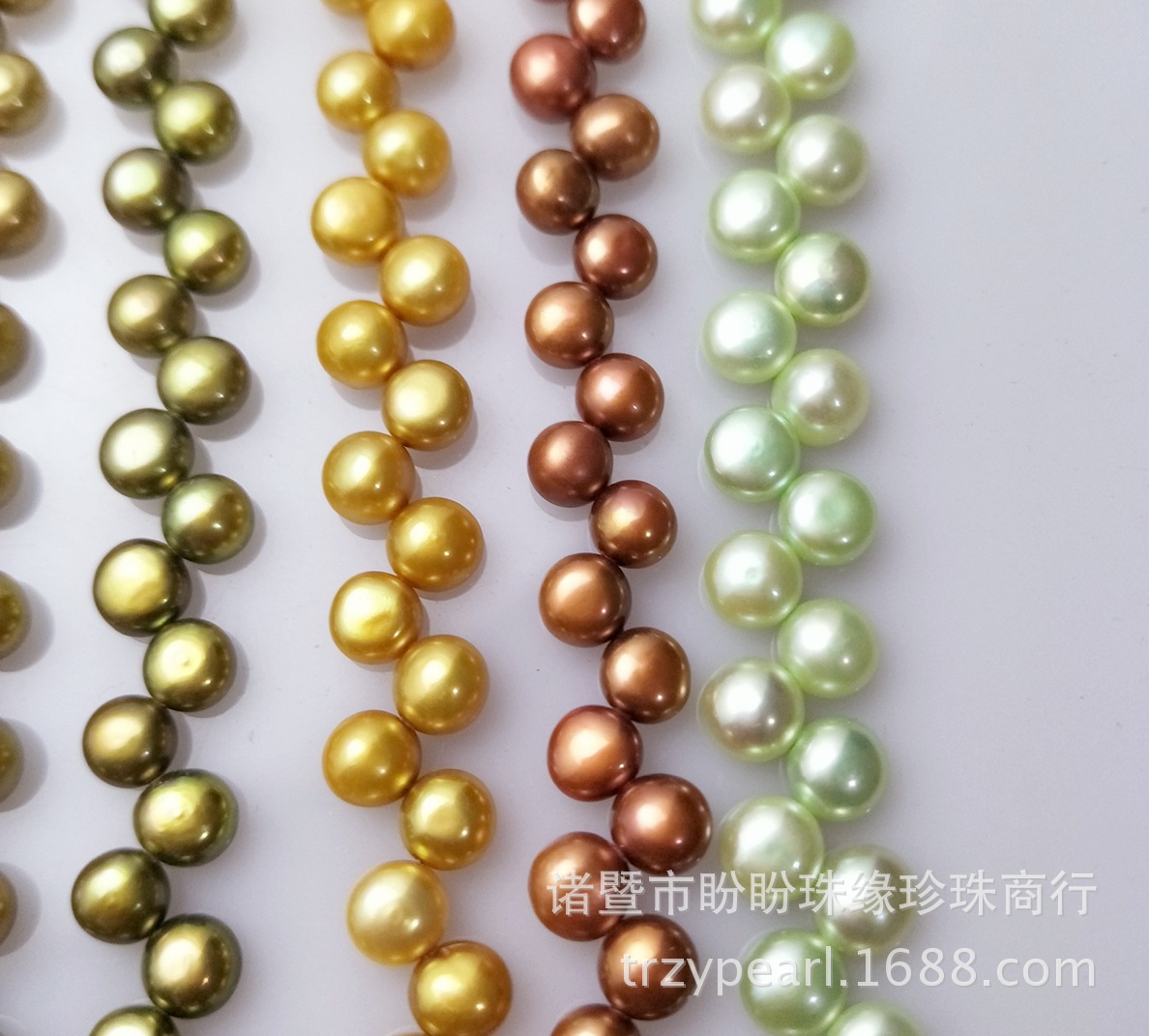 诸暨珍珠7mm扁珠二八孔半成品珍珠项链基本无暇各色外出口项链