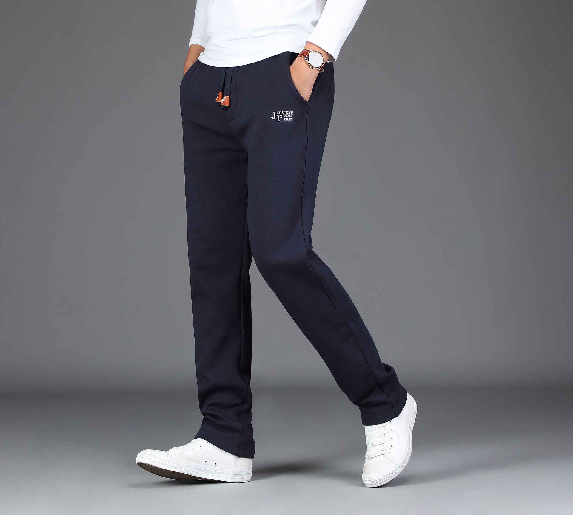 2017秋季新款男裤男士加绒加厚针织裤青年休闲直筒长裤休闲男裤