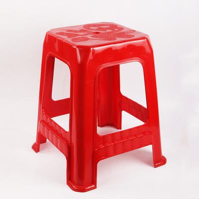 喜事大红福气福字梅花椅特价凳子 家用塑料椅头成人吉祥高凳方椅