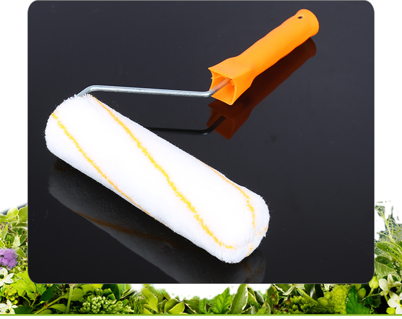 厂家批发10寸单黄条滚筒刷 家装工具粉刷滚筒刷 塑料柄涤绒涂料刷