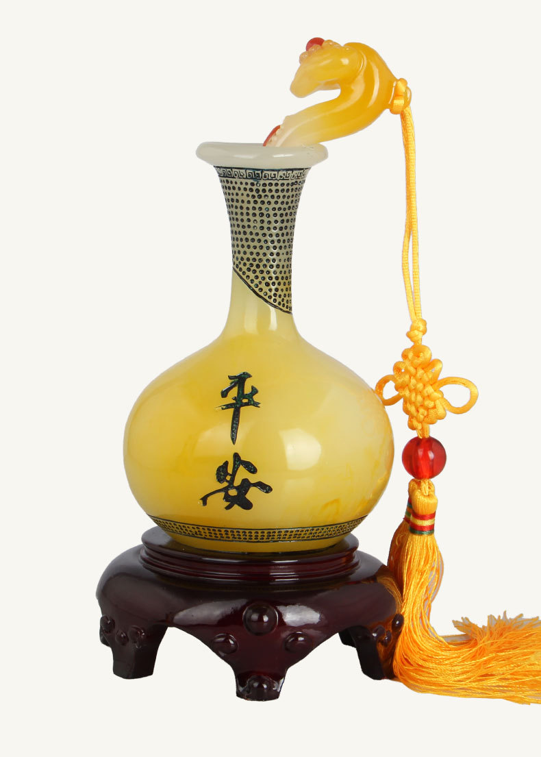 树脂工艺品批发市场热销平安如意花瓶摆件家居酒柜装饰品一件代发