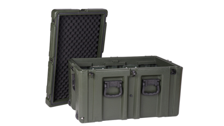 剑火764646供应军用战备安全大型军绿滚塑箱野战器材箱战备物资箱