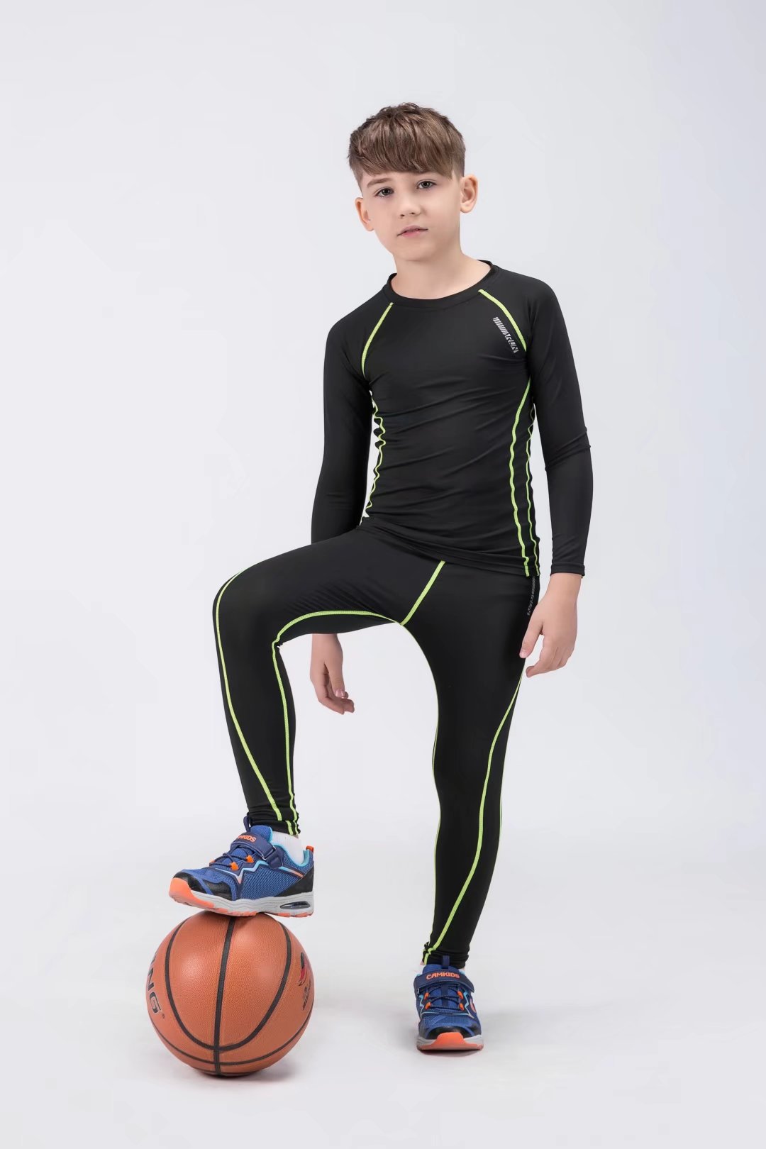 批发儿童紧身裤紧身衣跑步篮球高弹健身服训练速干长裤打底裤套装