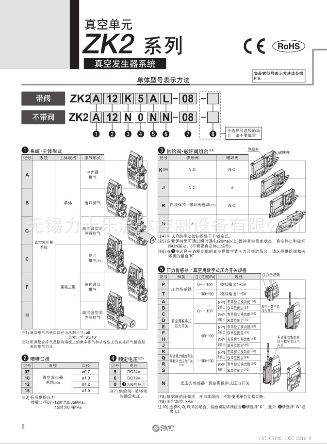 smc原装正品 zk2a12k5pl-06/zk2a12k5qw-08真空发生器