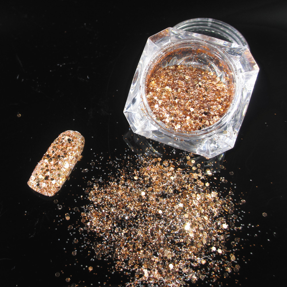 规格】:净重2g【宝贝名称】:美甲玫瑰金闪粉亮片混装跨境包裹重量0