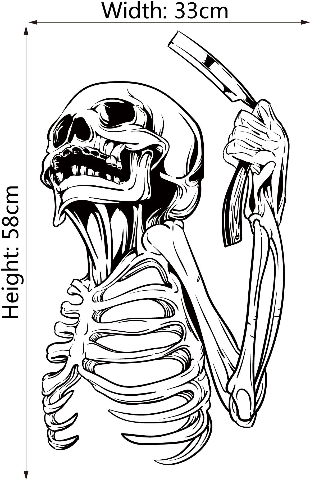 艾沃aw194亚马逊创意骷髅拿刀墙贴 卧室客厅个性装饰画 批发定制