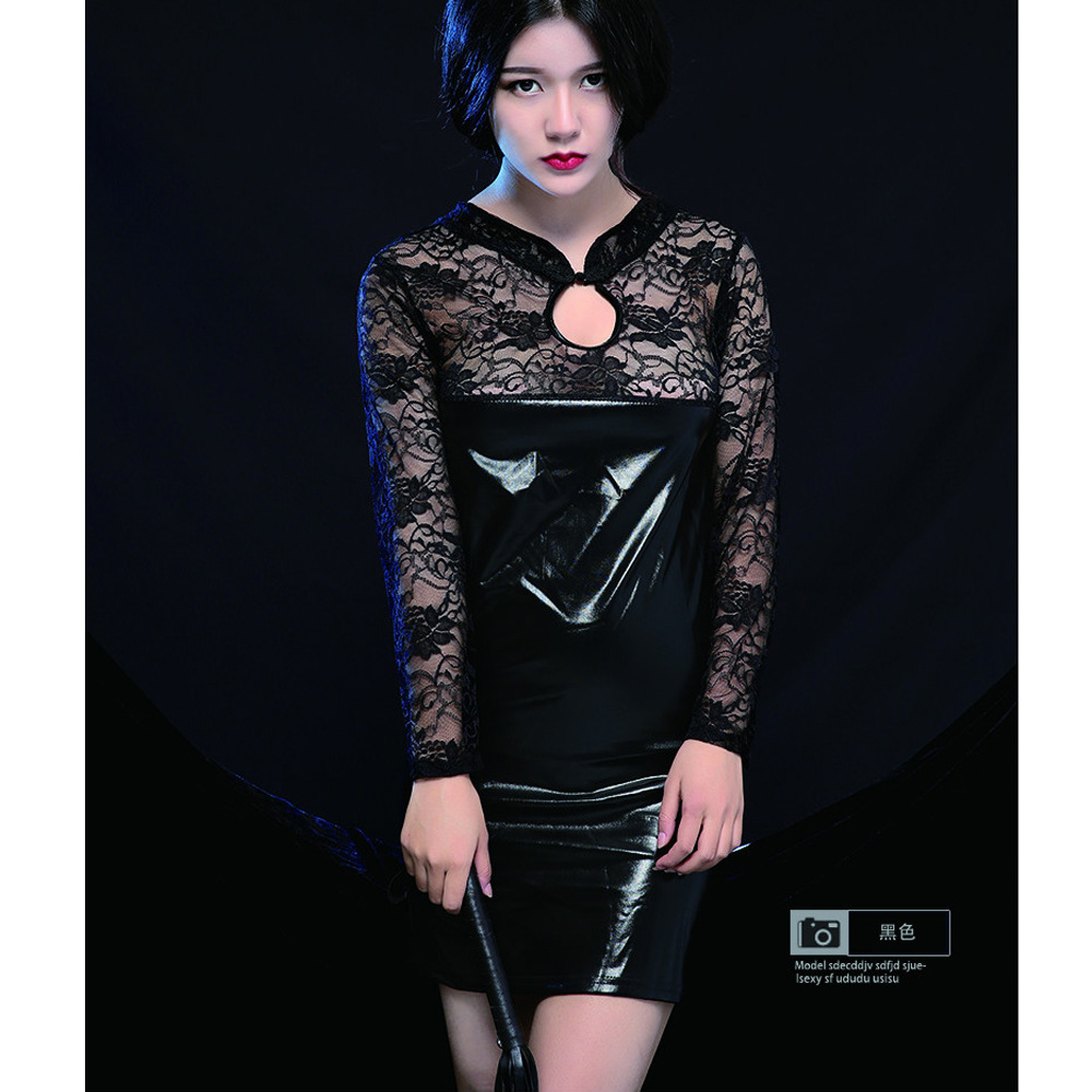 午夜魅力情趣内衣性感漆皮旗袍夜店装角色扮演演出服外贸批发4555