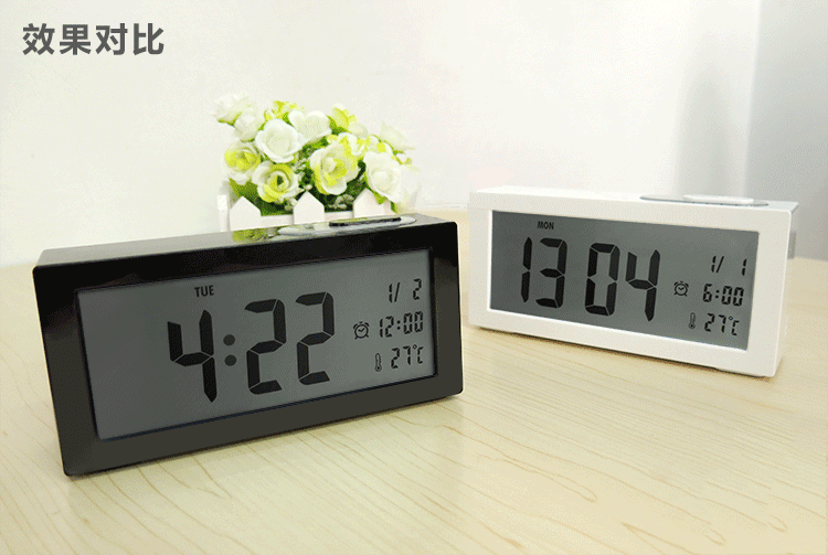 创意闹钟 简约电子钟 儿童桌面钟 夜光万年历温度显示 aq138