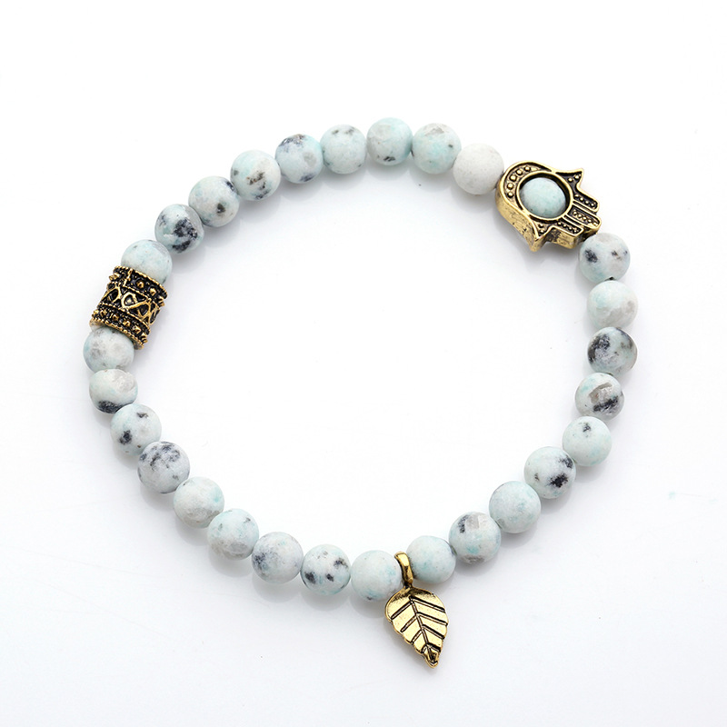 舒心石头手链 天然自然图案28颗手串男女手链串珠6厘珠子一件代发