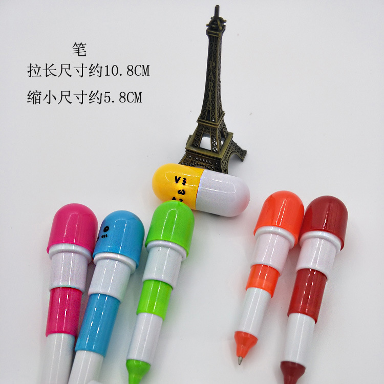 Factory Direct Sales Cute Vitamin Ballpoint Pen Cartoon Expression Retractable Pen Prize Gift Capsule Pen Customized Wholesale